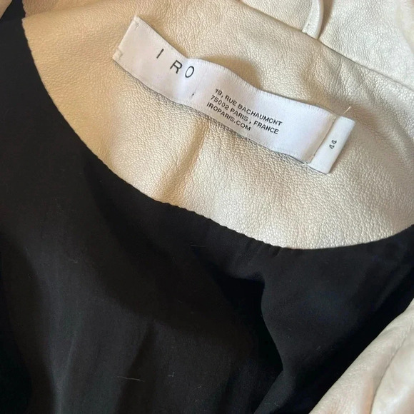 IRO NEW Ashville Leather Jacket Pearl White 44 L - Picture 6 of 8